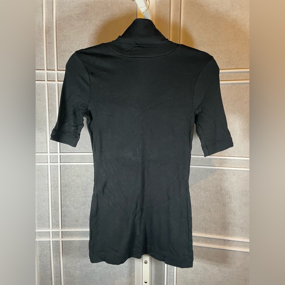 Black Turtleneck Knit 3/4 Shirt